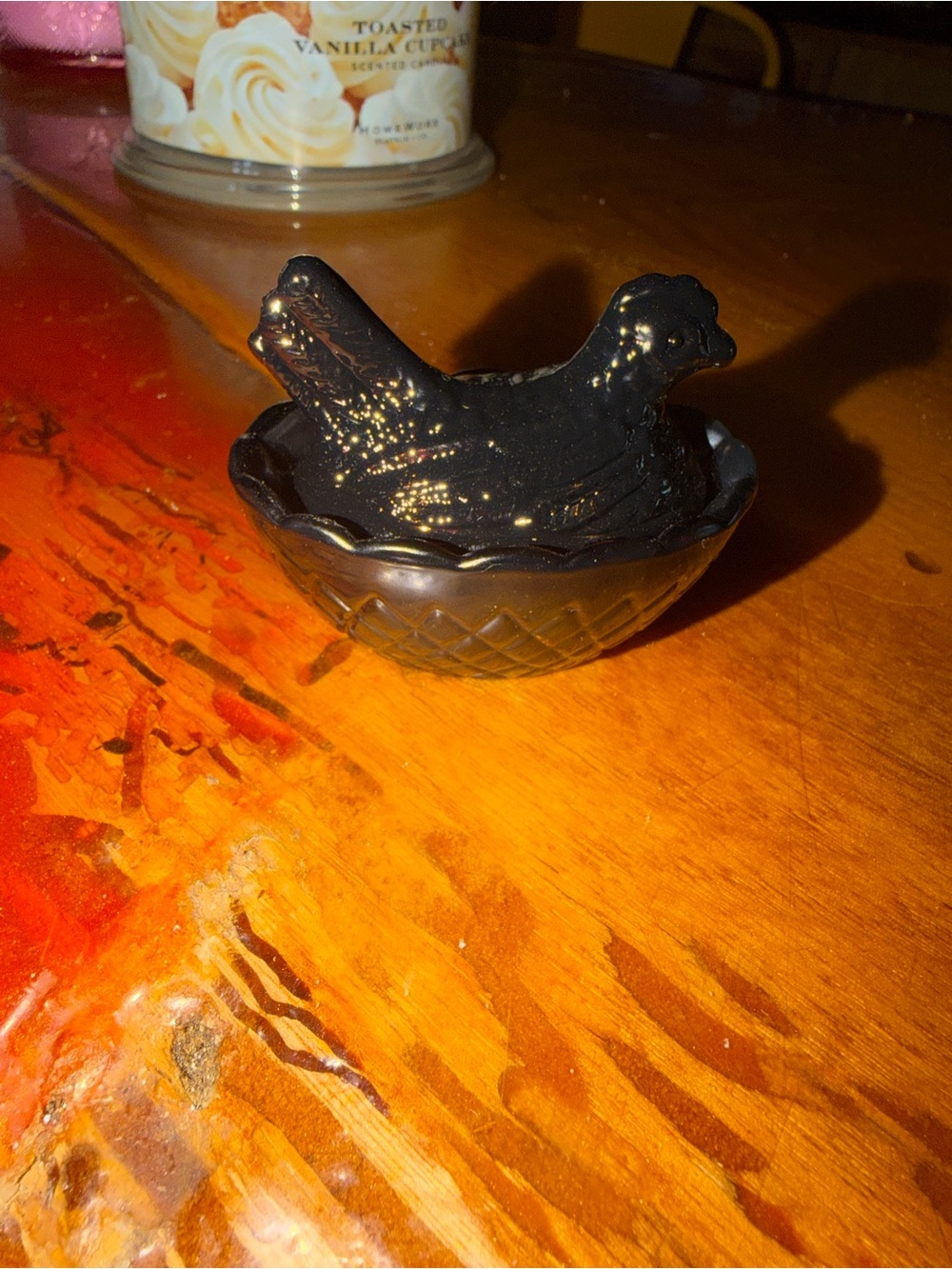 Black mini Hen on Nest salt cellar perfect condition